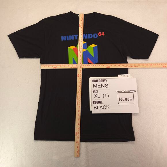 Nintendo 64 Crew Neck Graphic Short Sleeve T Shirt Adult Mens Size XLT Black - Picture 5 of 9